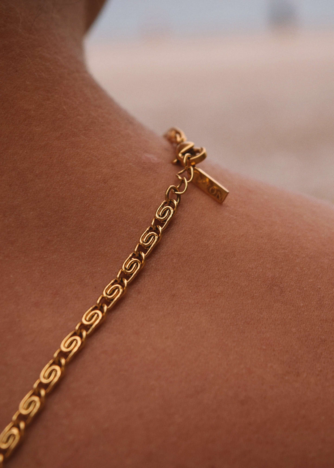 Close-up of DIVON 18K gold snail chain – 4mm twisted design for bold, daily wear
