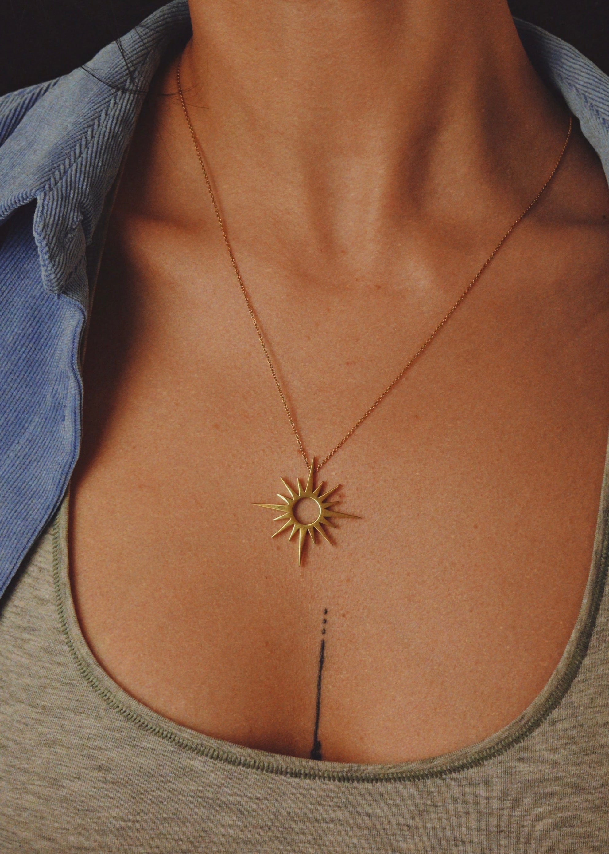 24K Gold Filled Stainless Steel Sun Necklace – ArtGalleryZen