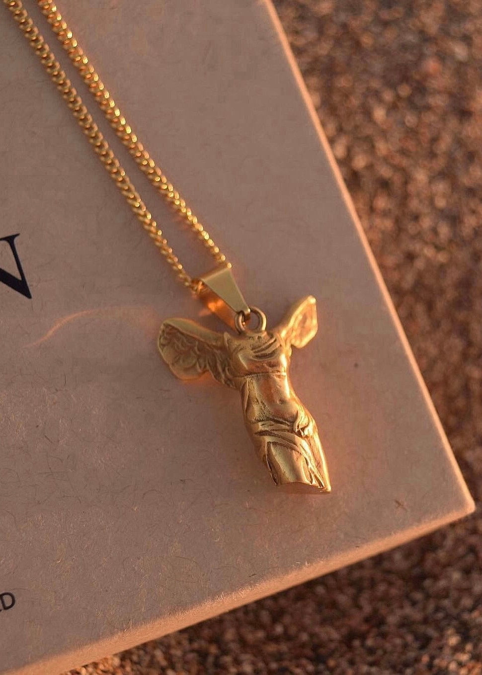 The Winged Victory of Samothrace Gold Necklace