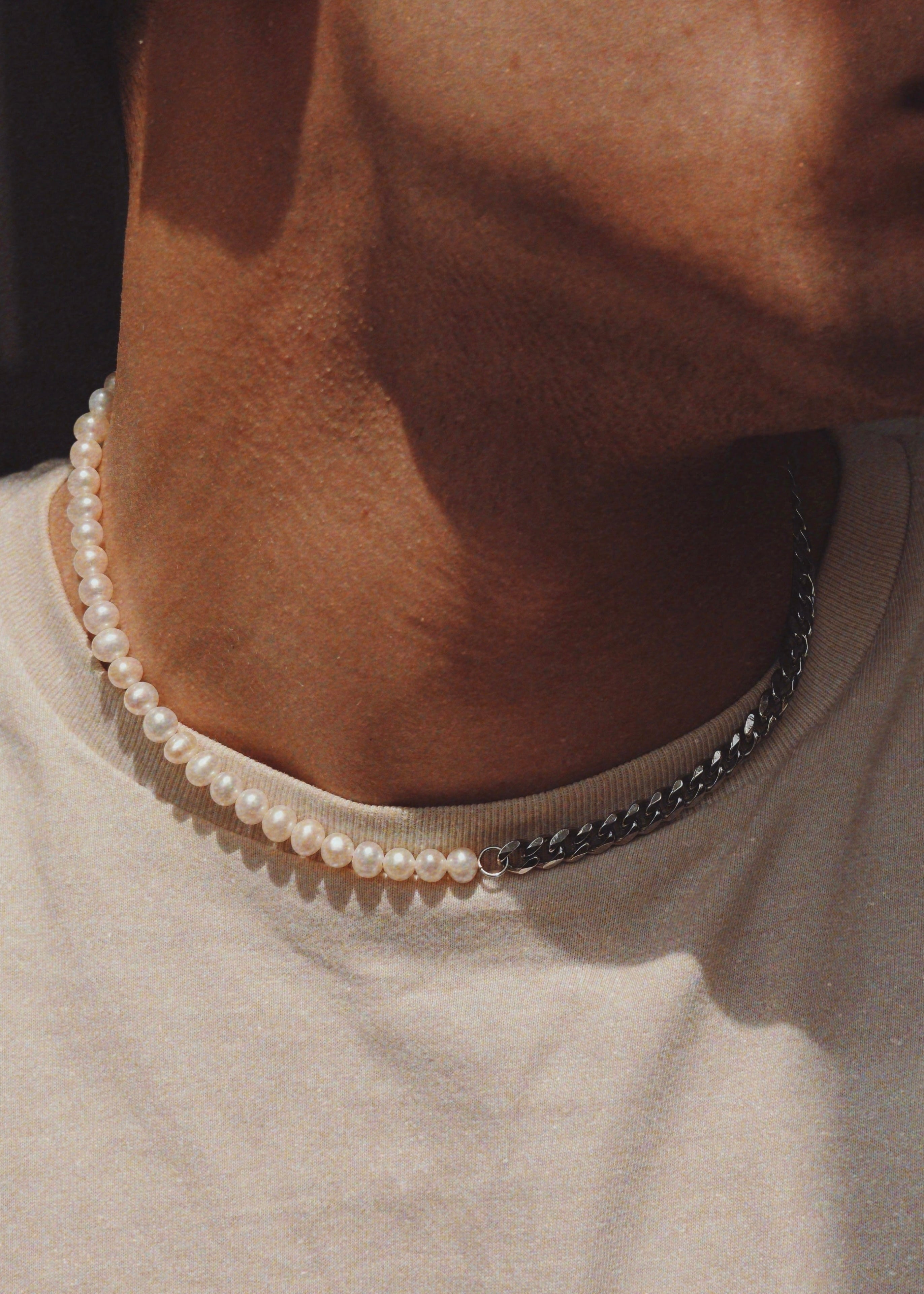 Half Freshwater Pearls Half Stainless Steel Chain – Divon