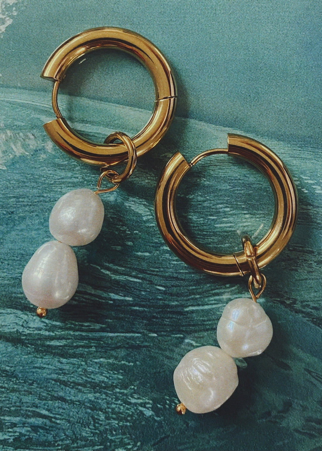 Natural Pearls Drop 18K Gold Earring – Divon