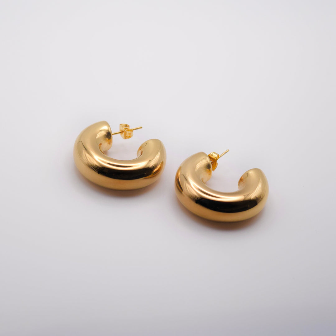 Chunky 18K Gold Hoops Earrings 